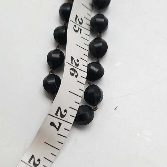 Vintage Flapper Extra Long Black Glass Faceted Beaded Necklace No Clasp 54 in - Picture 5 of 6